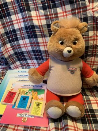 1992 Playskool Teddy Ruxpin Bear 3 Tapes & 4 Books (mouth Not) Vintage