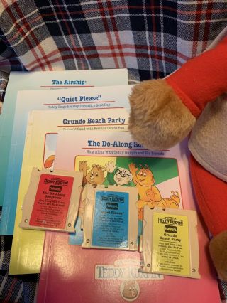 1992 Playskool Teddy Ruxpin Bear 3 Tapes & 4 Books (Mouth not) Vintage 2