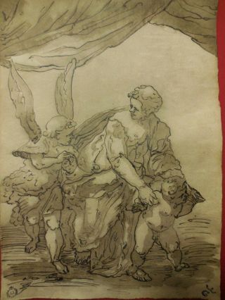 Old Master Drawing,  Brown Ink Drawing,  Antique.