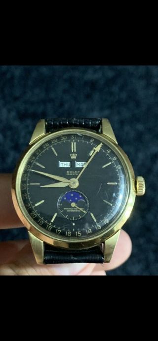 Rolex 8171 gold vintage Perpetual Moon Phase Padellone Pre Daytona 100k Watch 2