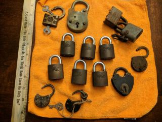Antique Vintage Key Padlocks Yale Brass Rare