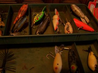 Vintage Metal Tackle Box Full of Old Fishing Lures & Accessories 3