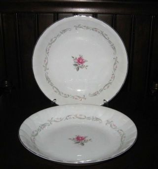 Set Of 2 Vintage Royal Swirl Soup Salad Bowls Fine China Japan Pink Rose 109