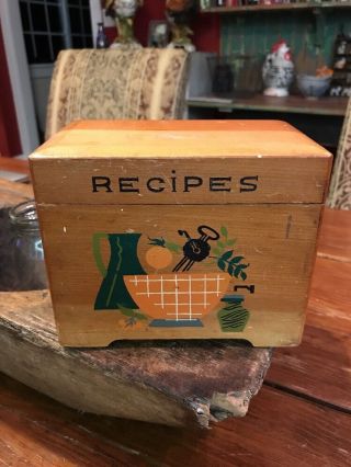 Antique Cedar Recipe Card File Box Wooden Kitchenware Decor 3x5 Cards Or Smaller