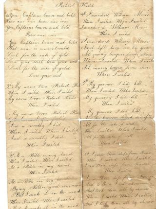 Early Account Pirate Captain Kidd Last Words Antique Handwritten William Robert