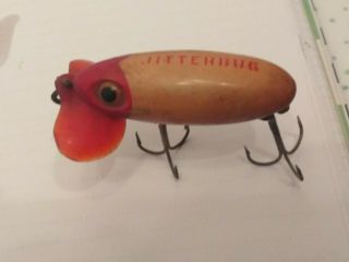 Rare Antique Jitterbug Fishing Lure Fred Arbogast - Wwii Red & White Beauty