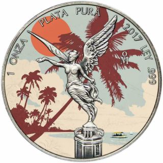 2017 Mexico 1 Onza Libertad Palms 1 Oz Antique Finish Silver Coin