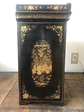 A Chinese Export Black Lacquered And Gilt Decorated Collector’s Cabinet 3