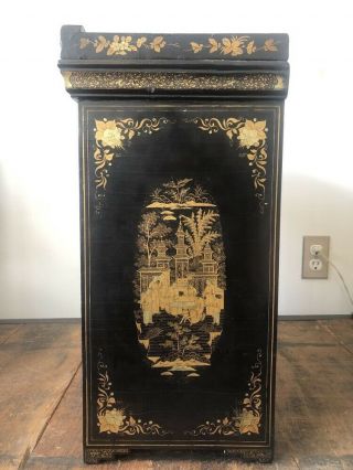 A Chinese Export Black Lacquered And Gilt Decorated Collector’s Cabinet 4