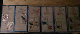J.  T.  Jeros Tackle Scotchman Streamer Flies On 6 Vintage Tackle Shop Display Card