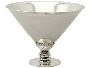 Arts And Crafts Style Danish Sterling Silver Bowl By Georg Jensen