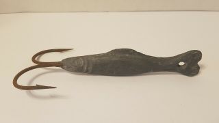 Antique Folk Art Capelin Shaped Lead Cod Fishing Hook