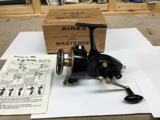 Airex Mastereel No.  350 Vintage Salt Water Spinning Reel,  Box,  And Paper Insert