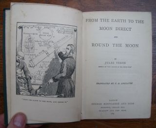 JULES VERNE 1887 FROM EARTH TO THE MOON & ROUND IT ANTIQUE 19th CENTURY SC - FI 7