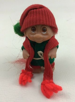 Dam Trolls Holiday Christmas 3 " Elf Troll Doll With 4pc Outfit Vintage 1985
