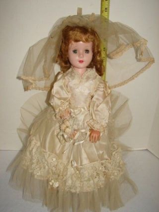Vintage American Character Doll Sleep Eyes 17 Inch Wedding Bride Dress Wow