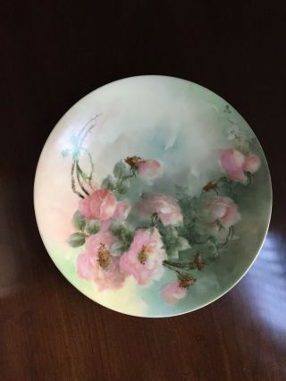 Antique P&b Limoges France 9 " Plate Hand Painted Roses 