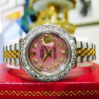 Ladies Rolex Datejust Diamond Dial & Bezel Yellow Gold & Stainless Steel Watch