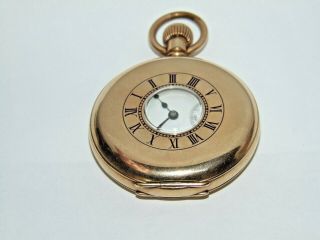 Good Antique 1907 Waltham 10ct Gold Plate Half Hunter Pocket Watch