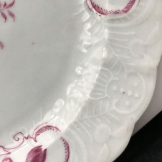 Antique early 19th C? English? Dinner Plate White Underglaze/Pink Above Glaze 9 