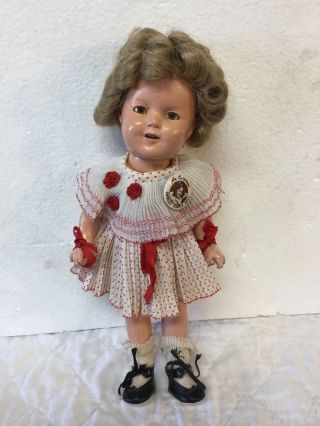 Antique Vintage Genune Ideal Shirley Temple 13 " Composition Doll W Dress & Shoes