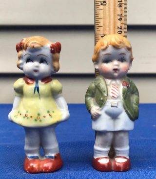 2 Vintage Antique Frozen Bisque Charlotte Penny Dolls From Japan 4 "