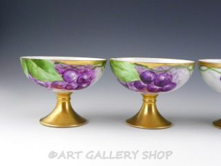Antique Royal Austria O & E.  G.  HANDPAINTED GRAPES GOLD FOOTED PUNCH CUPS Set 4 4