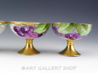 Antique Royal Austria O & E.  G.  HANDPAINTED GRAPES GOLD FOOTED PUNCH CUPS Set 4 5
