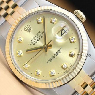 Rolex Mens Datejust Two Tone 18k Yellow Gold & Steel Quickset Watch