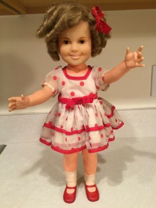 Vintage 1972 Ideal Shirley Temple 16 " Doll Stand Up & Cheer Polka Dot Dress
