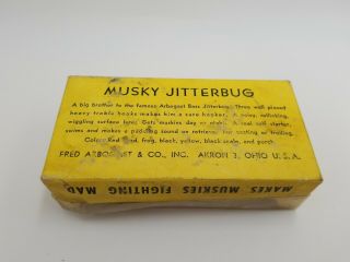 Vintage Fred Arbogast Wooden Musky Jitterbug Fishing Lure Red Head & White 2