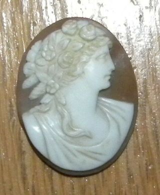 Antique Detailed Lady With Floral Headdress Shell Cameo Unset