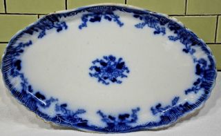 Antique Flow Blue Lipped Platter By Thos Hughes & Son Circa 1895 16.  5x10.  5 " X1.  5