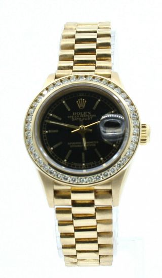 Rolex 18k Solid Yellow Gold President Diamond Bezel Dial 26mm Ladies Watch 5