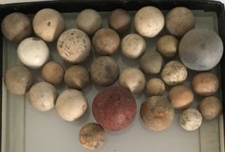 29 Antique Clay Marbles Mid 19th Century