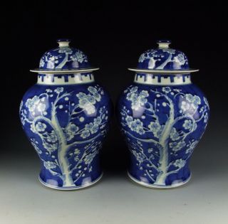 China Antique Blue&White Porcelain Lidded Jars with Plum 3
