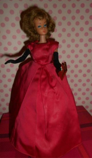 Vintage Barbie Clone Premier ? Rose Satin Gown Rose Petal Design