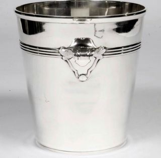 LARGE ART DECO FRENCH STERLING SILVER WINE COOLER 950 - 1000 COIGNET PARIS 1930 3