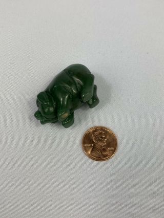 VINTAGE SMALL CHINESE JADE CARVED PIG FIGURE,  COLLECTIBLE,  ANTIQUE - 1 INCH - 2
