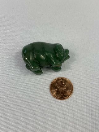 VINTAGE SMALL CHINESE JADE CARVED PIG FIGURE,  COLLECTIBLE,  ANTIQUE - 1 INCH - 4