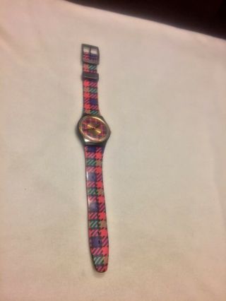 Vintage 1991 Swatch Watch - Plaid Design