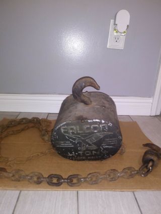 1ton Antique Iron Eagle Brand Hoist W/ Hook And Chains