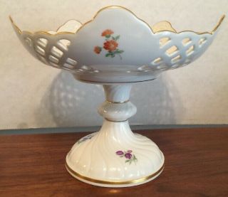 Antique Meissen Reticulated Bolted Pedestal Bowl/ Compote Crossed Swords Mark 7