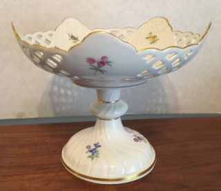 Antique Meissen Reticulated Bolted Pedestal Bowl/ Compote Crossed Swords Mark 8