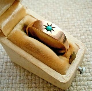 Victorian Antique 10k Gold Filled Turquoise Stone,  Starburst Ring,  Size 8 Approx