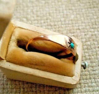 Victorian Antique 10k Gold Filled Turquoise Stone,  Starburst Ring,  Size 8 approx 3