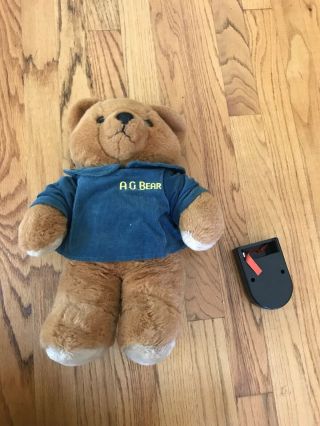 17 " Vintage 1985 A.  G.  Brown Teddy Bear Stuffed Animal Plush Toy W/ Voice Box