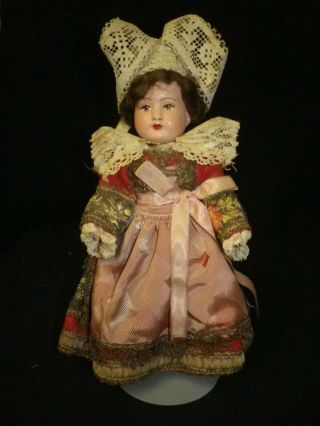 9 " Vintage Painted Bisque French Costume Souvenir Doll