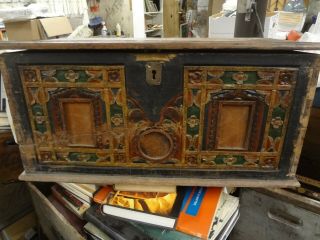Antique Carved Wood Chest Box Painted 22.  5 " Long Tlc