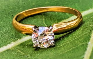 Victorian Solitaire Diamond Old European Cut 18k Engagement Ring Antique Estate